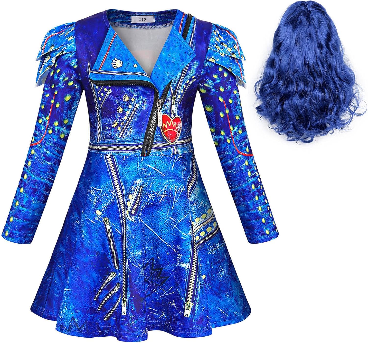 MetCuento Girls Halloween Costume with Wig and Zipper Jacket