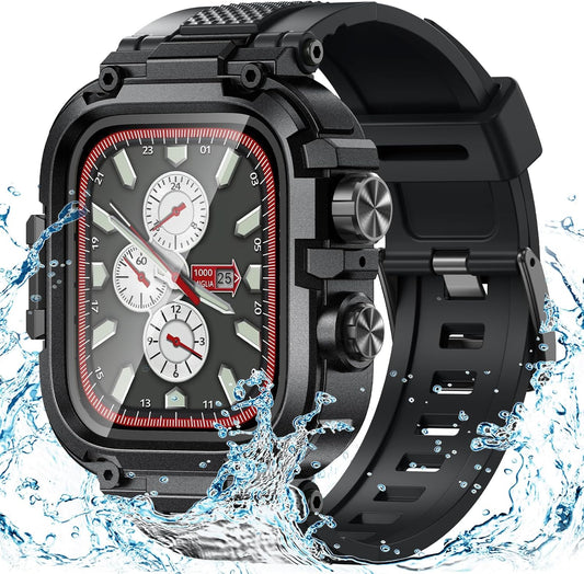Waterproof Band & Case Combo for Apple Watch - Heavy Duty Sport Strap & Protection