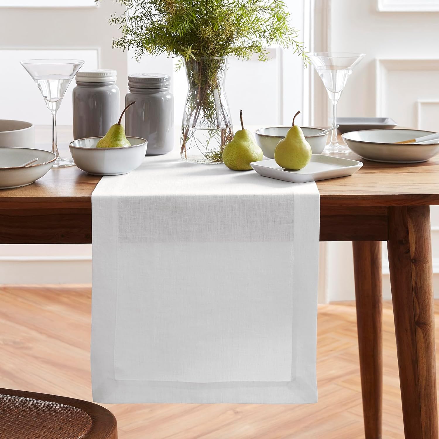 Elegant 100% Pure Linen White Table Runner for Every Occasion