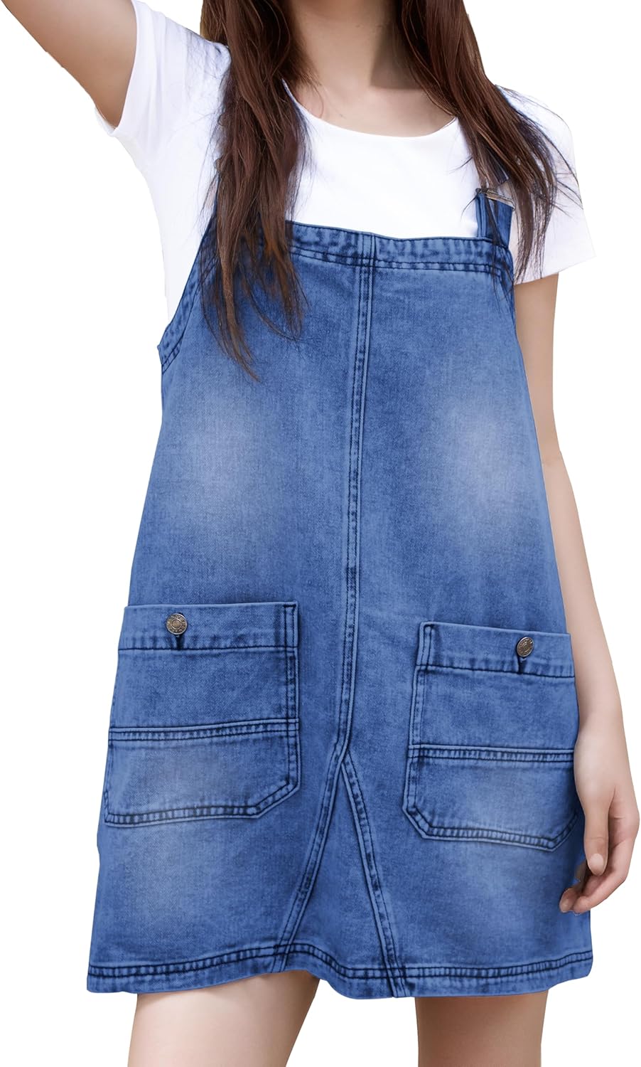 Womens Denim Overalls Dress Casual Summer Jeans with Pockets