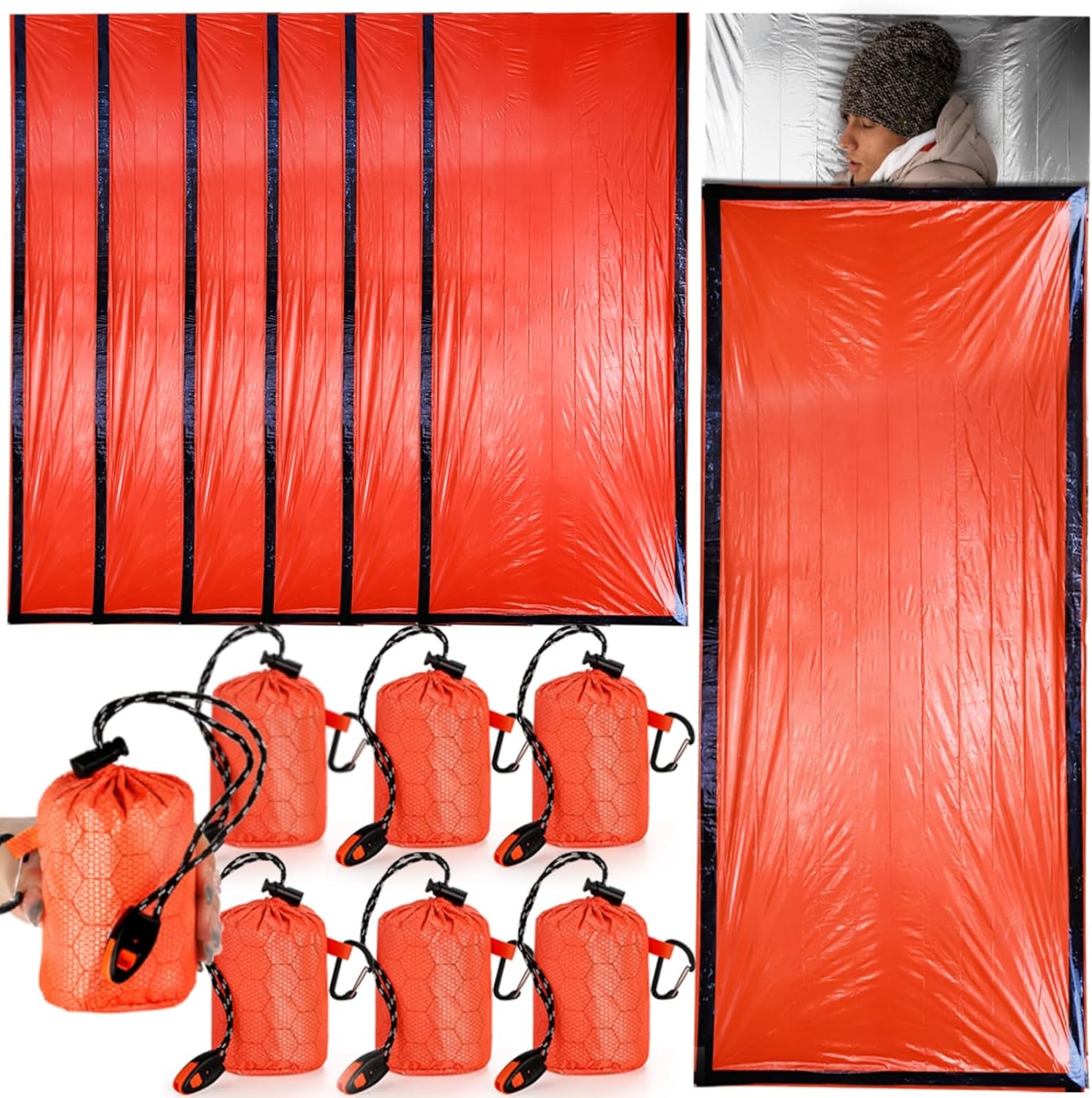 6 Pack Emergency Thermal Survival Bags by Noamus