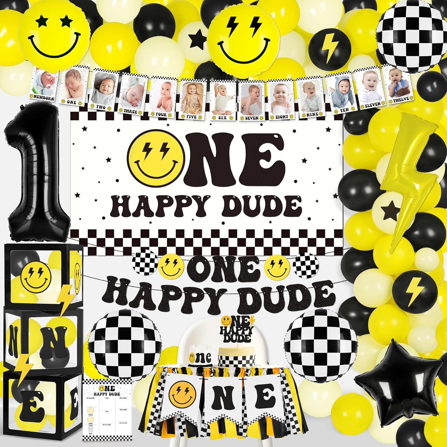 One Happy Dude 1st Birthday Decorations for Boy's Party Fun