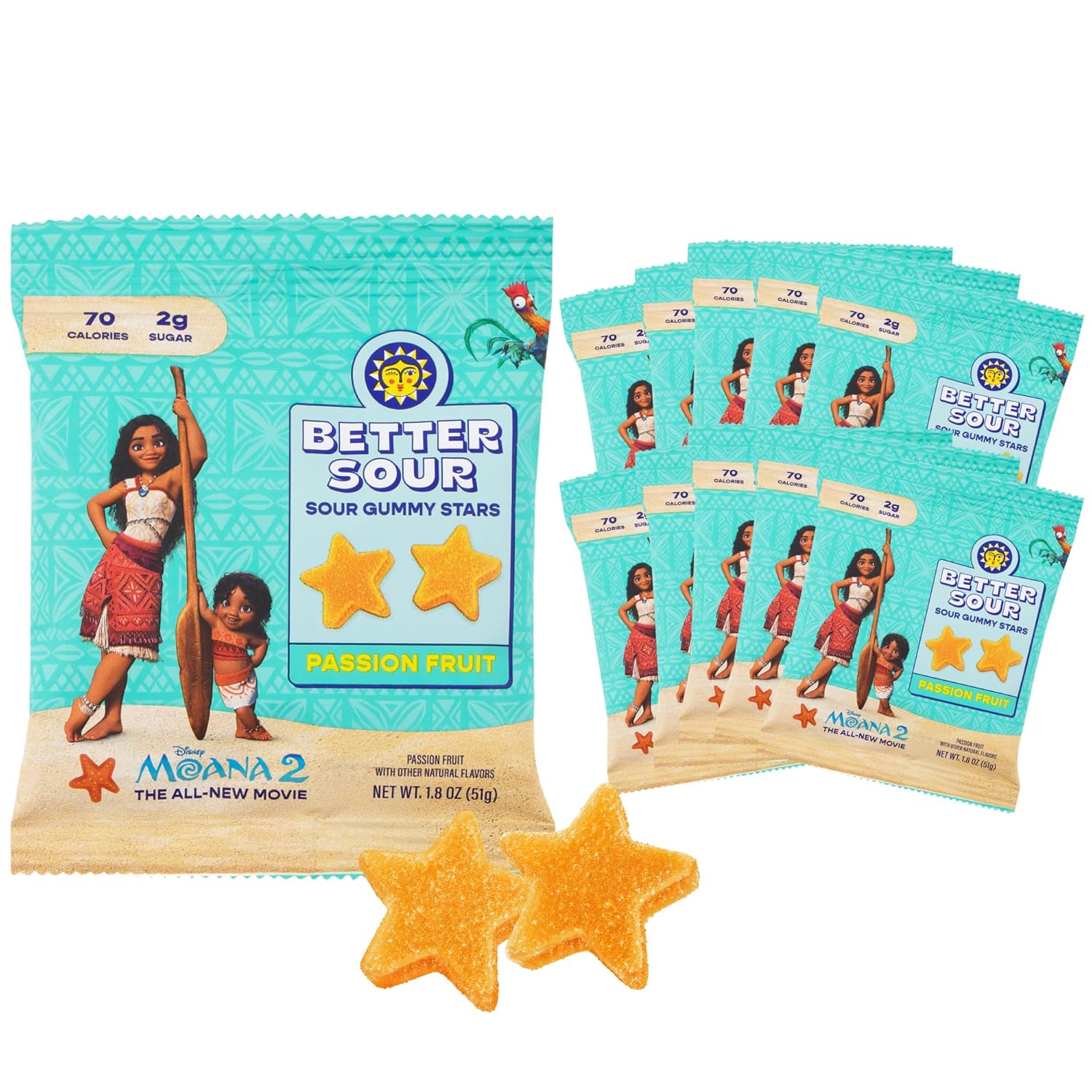 Better Sour Disneys Moana 2 Passion Fruit Gummy Stars Candy
