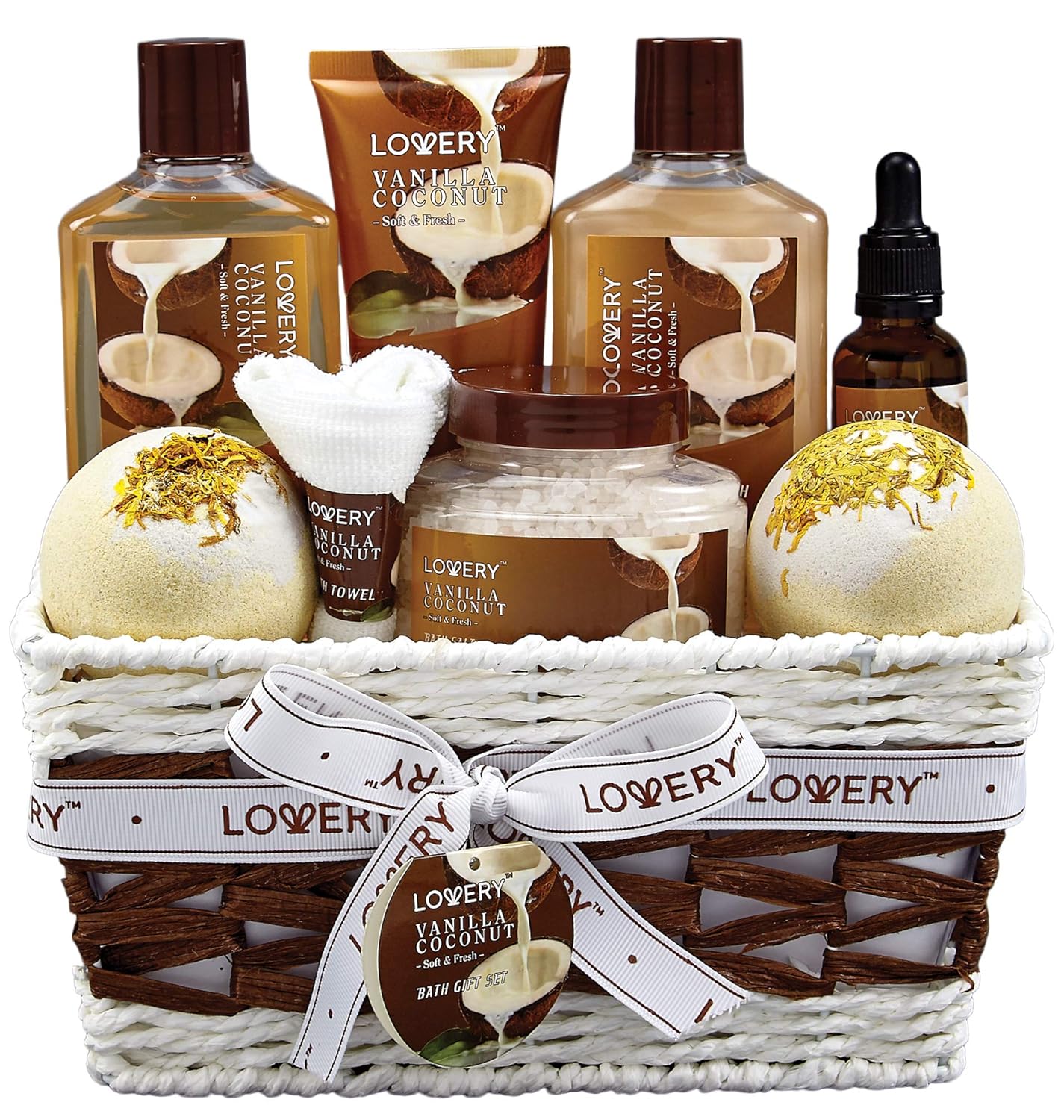 Luxurious Vanilla Coconut Home Spa Gift Basket for Women