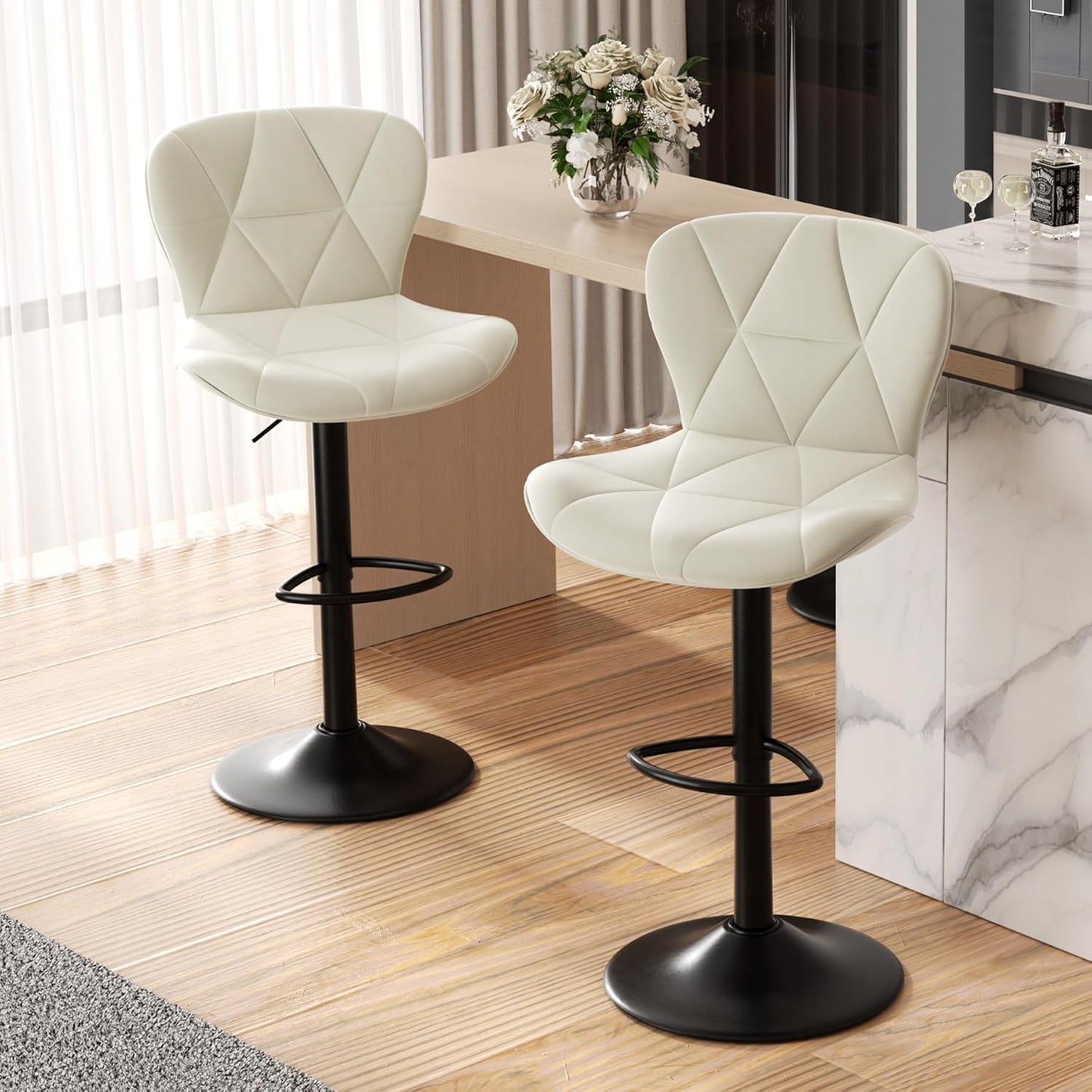 Nalupatio Modern Bar Stools Set of 2 for Kitchen Island