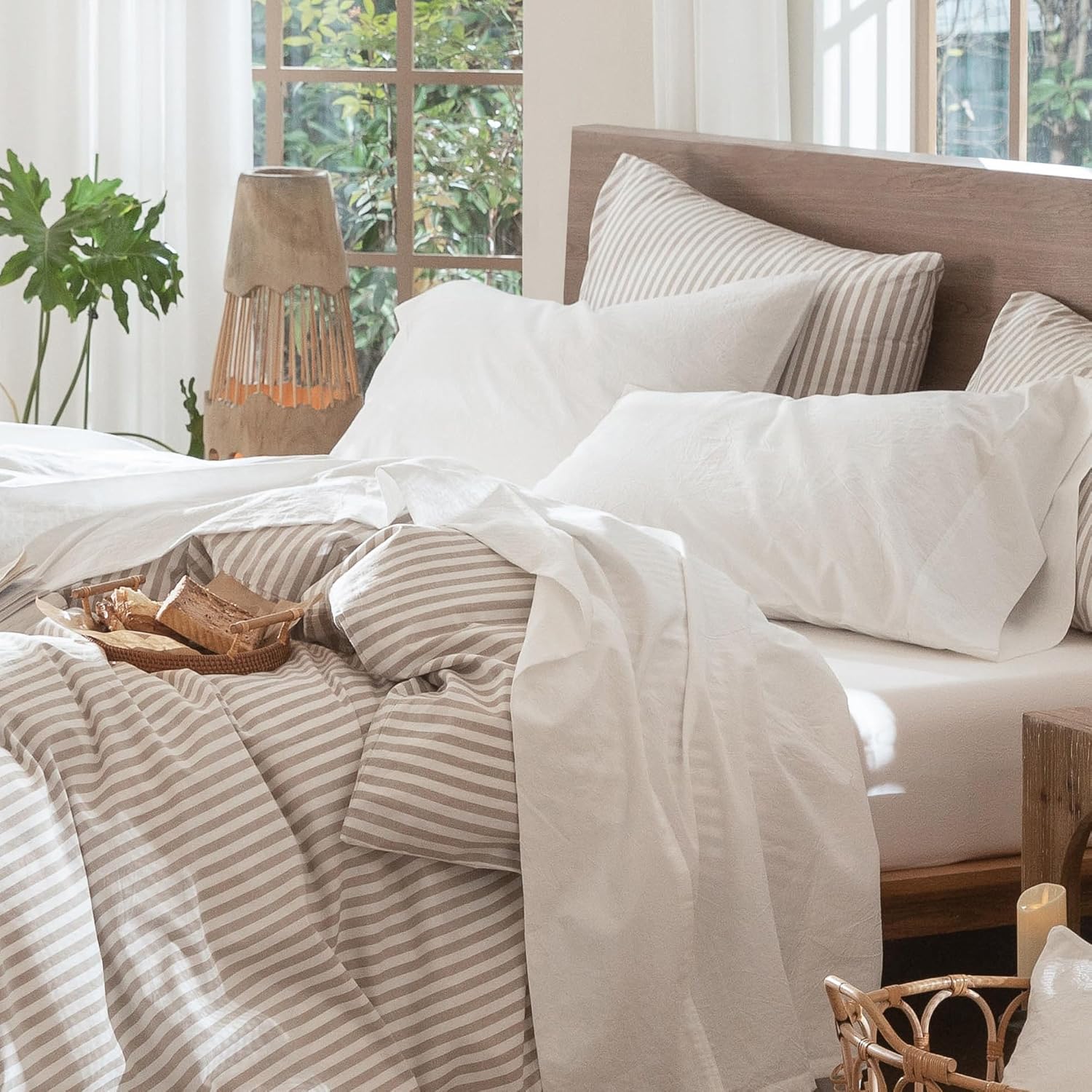 MooMee Bedding Sheet Set 100% Washed Cotton for Ultimate Comfort