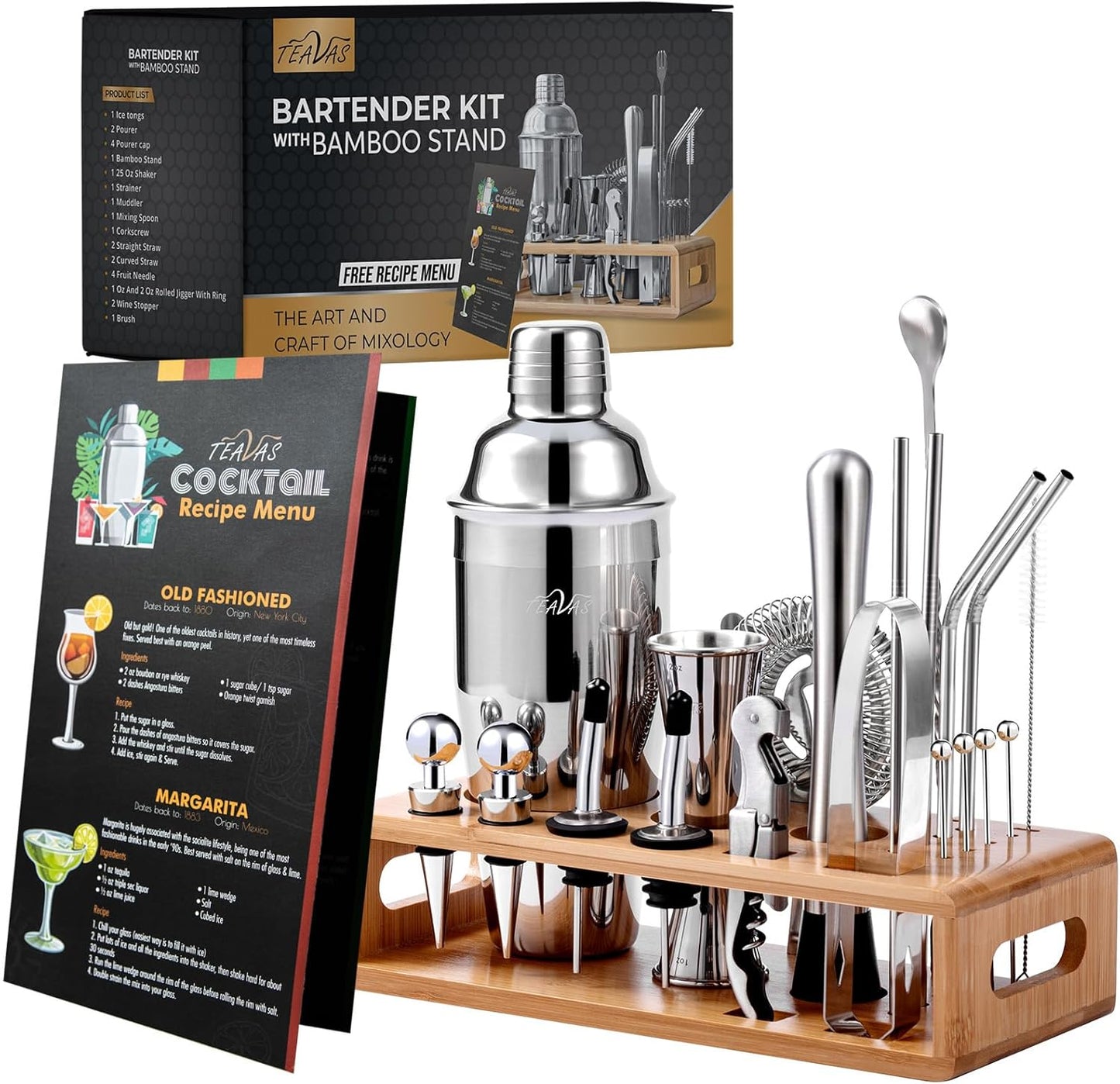 25 Piece Stainless Steel Bartender Kit - Mixology Mastery Made Easy