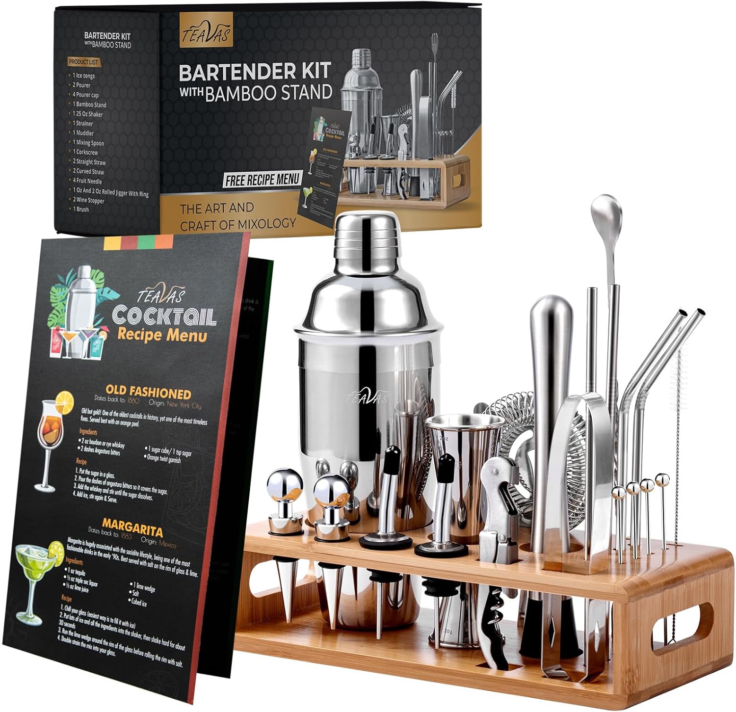 25 Piece Stainless Steel Bartender Kit - Mixology Mastery Made Easy