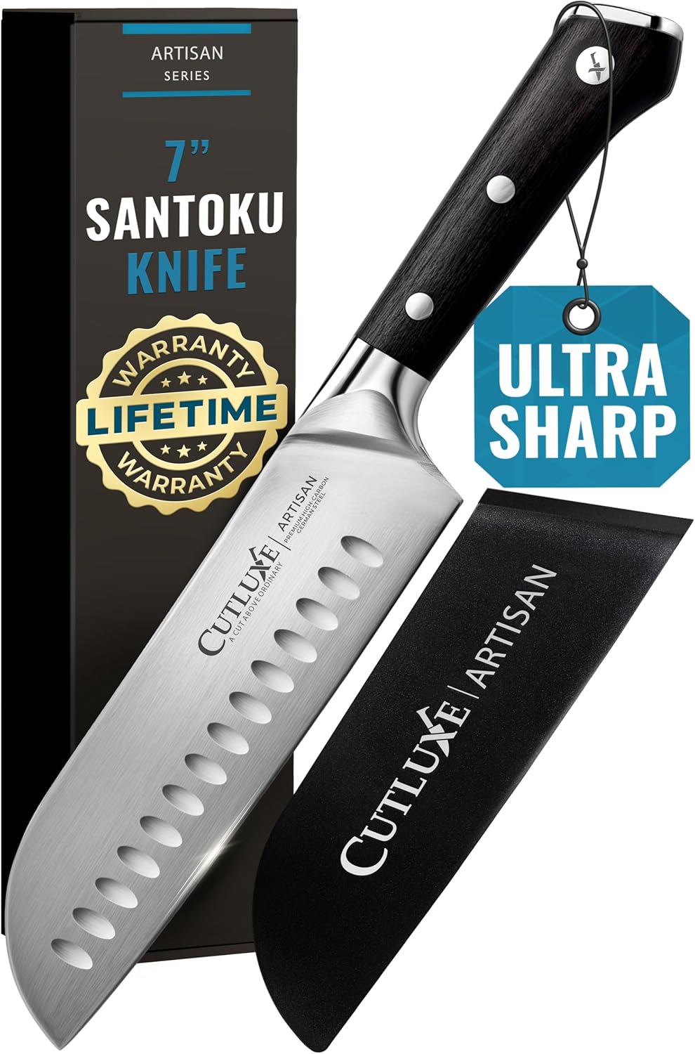 Cutluxe Santoku Knife 7in - Razor Sharp Kitchen Essential