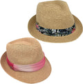 Funky Junque Women's Straw Fedora Sun Hat - UPF 50+ Protection