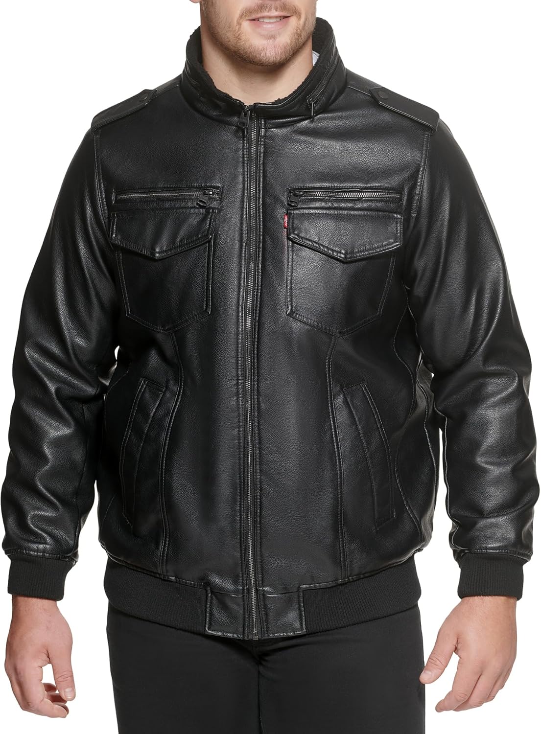 Levi's Men's Vintage Deer Faux Leather Aviator Bomber Jacket
