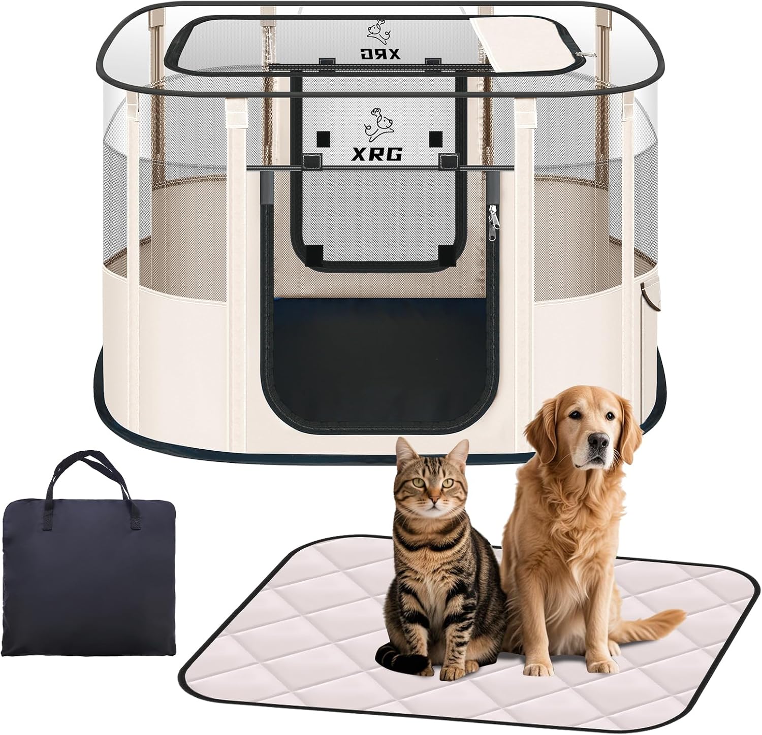 Dog Playpen with Waterproof Pad for Indoor and Outdoor Use