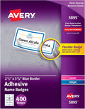 Flexible Printable Name Tags 2-1/3 in x 3-3/8 in White with Blue