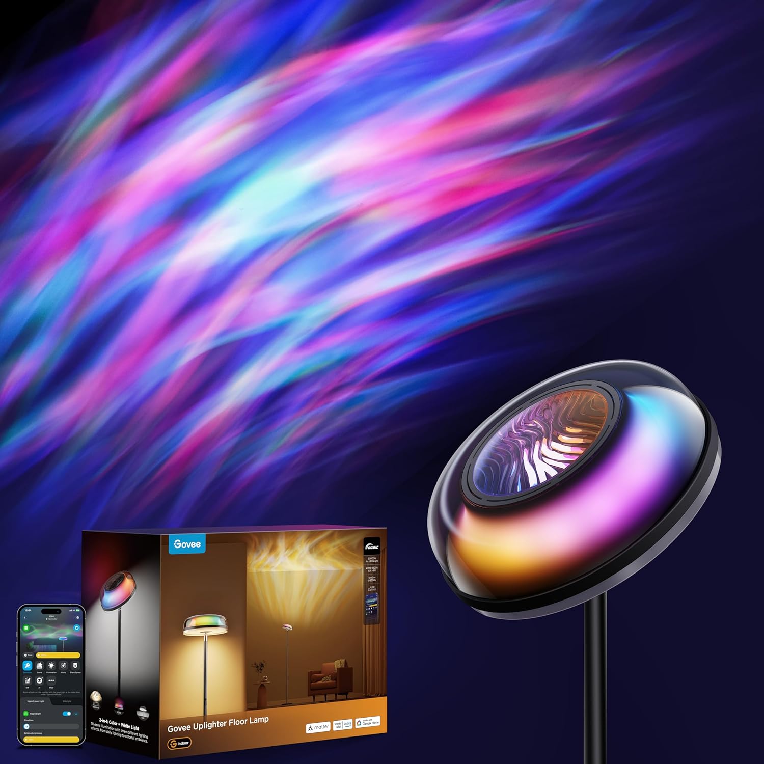 Govee Uplighter Floor Lamp for Living Room and Bedroom Use