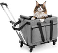 Pecute Cat Carrier with Wheels L Grey - Steel Frame Pet Trolley