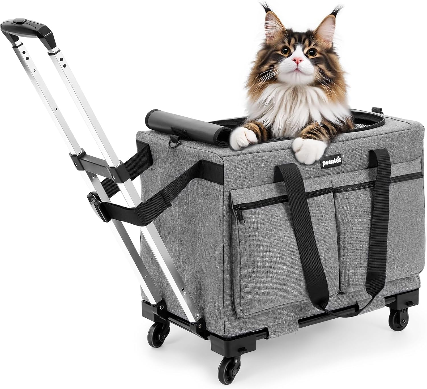 Pecute Cat Carrier with Wheels for Safe and Comfortable Travel