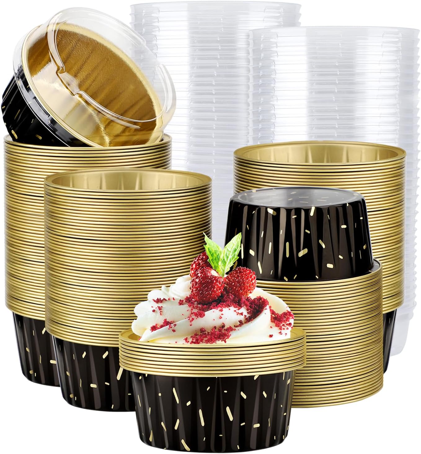 EUSOAR 5oz Aluminum Cupcake Baking Cups with Lids for Parties