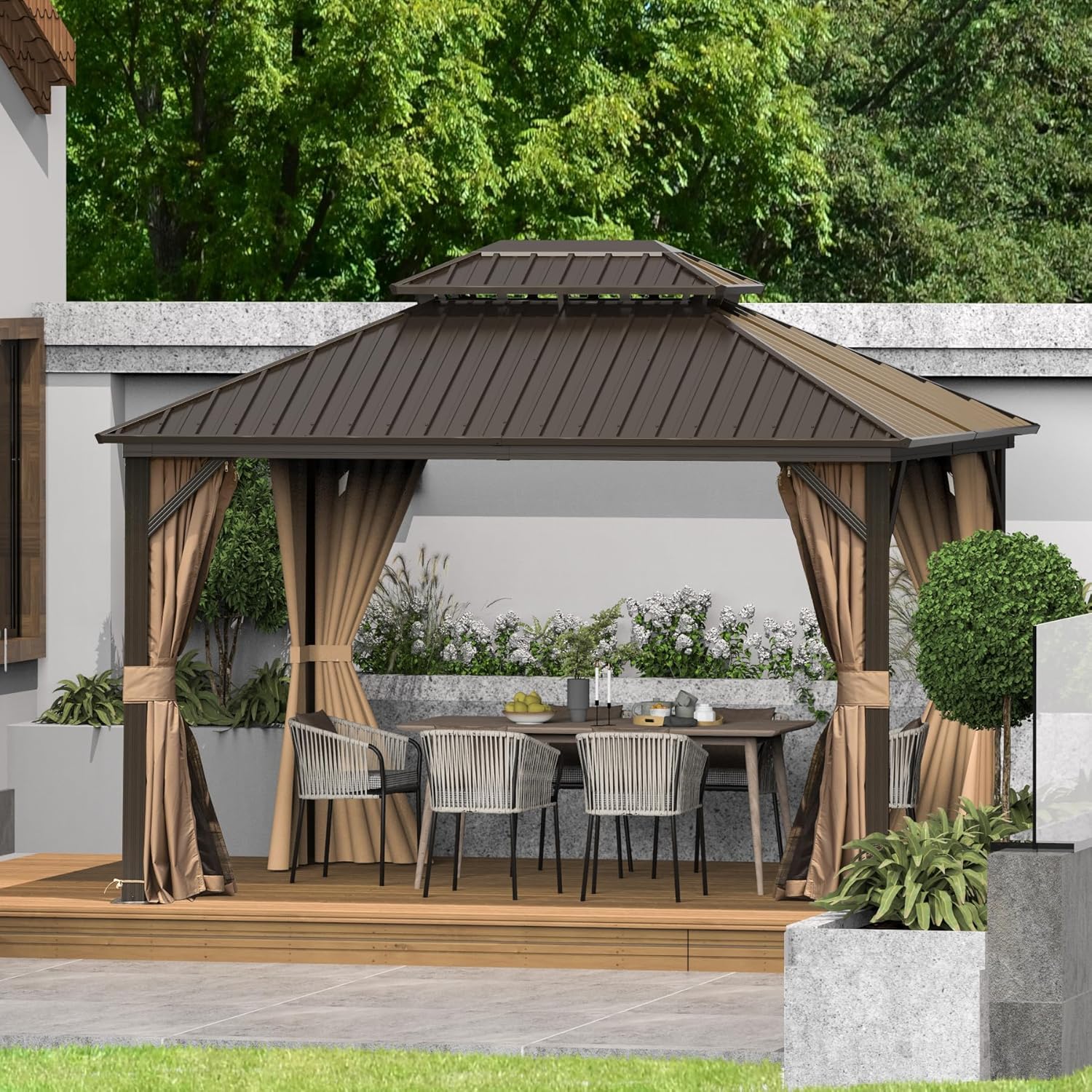 Domi 10ftx12ft Hardtop Gazebo Canopy for Outdoor Spaces
