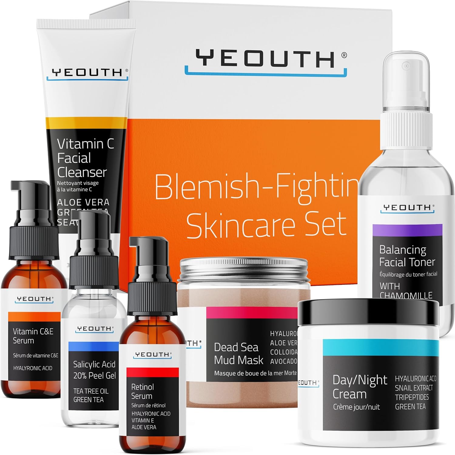YEOUTH Skin Care Set: Complete 7-Piece Skincare Routine