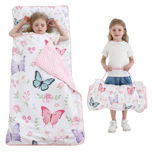 Viviland Toddler Nap Mat for Preschool with Pillow and Blanket
