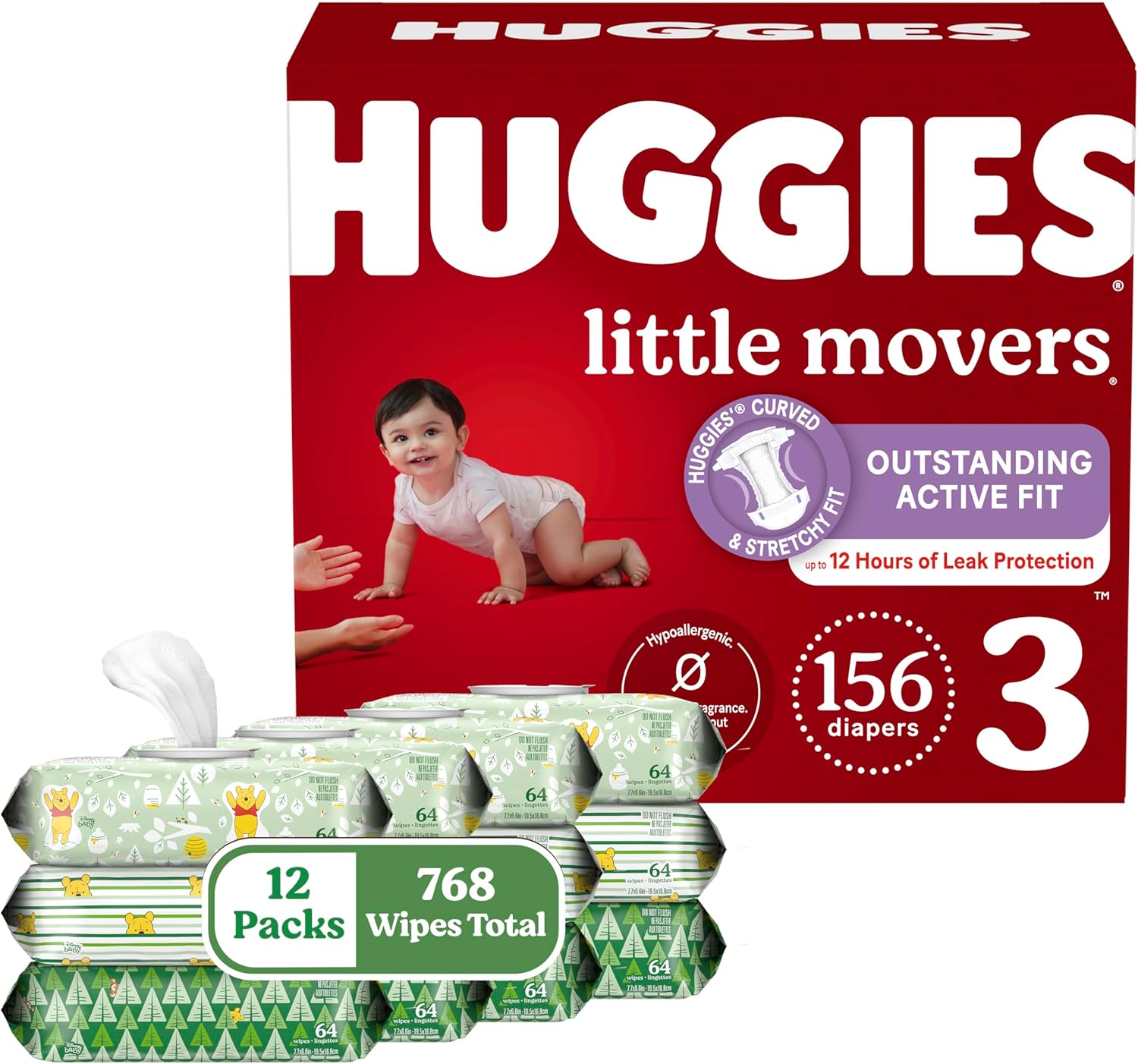 Huggies Little Movers Bundle: Diapers & Wipes Combo