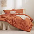 Bedsure Twin Comforter Set Burnt Orange - All-Season 5-Piece Twin