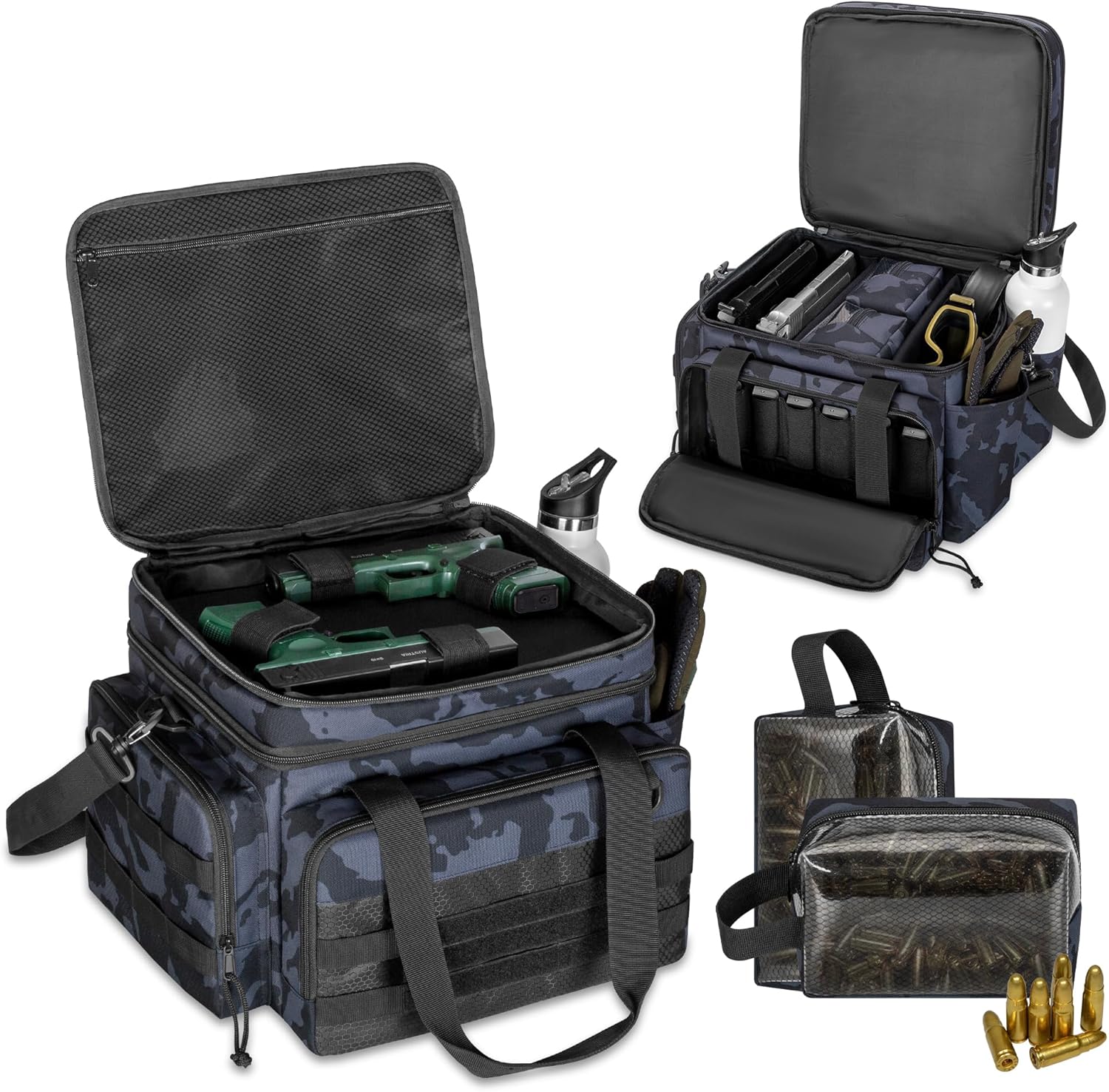 Gun Range Bag for 4 Handguns with Tactical Design and Durability