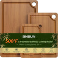 Bamboo Cutting Board Set with Non-Slip Mat and Juice Groove