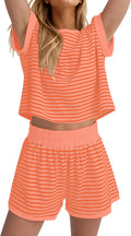 Lightweight Stripe Knit 2 Piece Lounge Set for Women - Summer Comfort