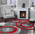 GLORY RUGS Area Rug Modern 8x10 Light red Circles Geometry - Soft