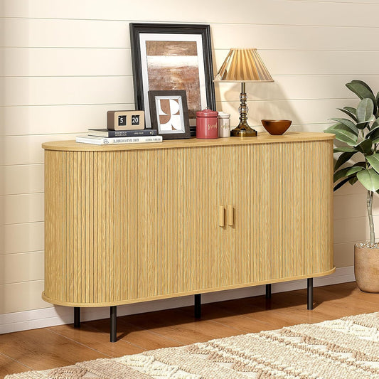55 Inch Sideboard Buffet Cabinet with Storage and Adjustable Shelf