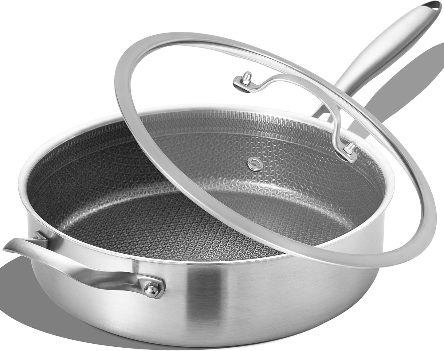 LOLYKITCH 12 Inch Deep Frying Pan with Lid for Versatile Cooking