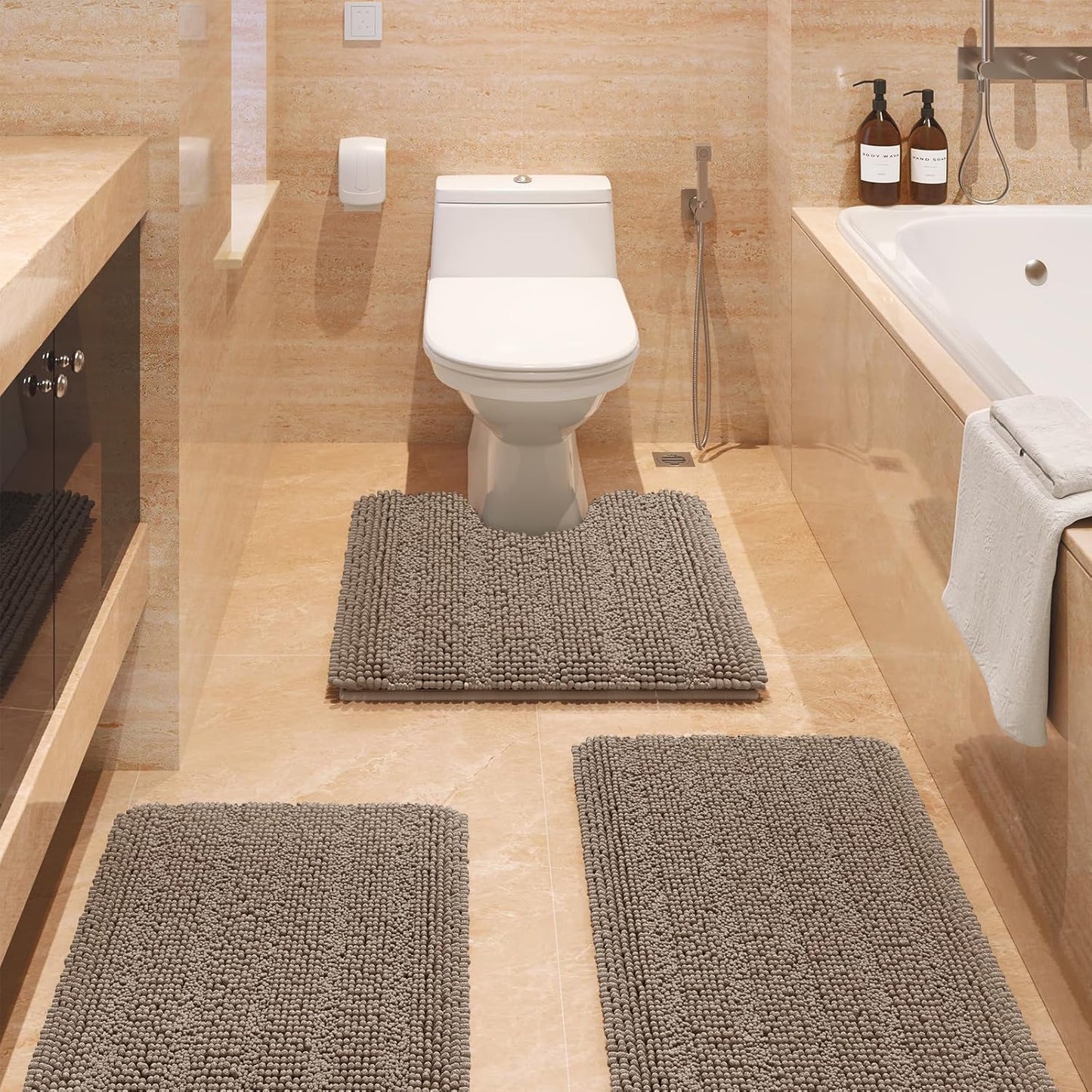 Striped Ultra Soft Bathroom Rugs Set for Luxury Comfort