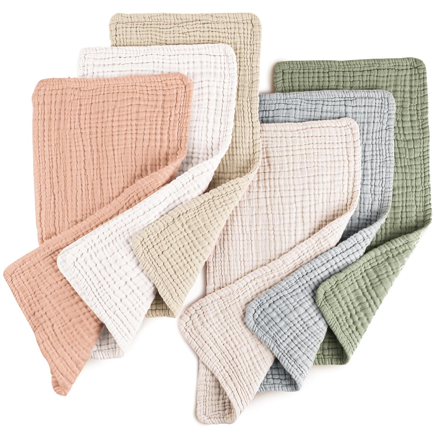 Soft and Absorbent 100% Cotton Baby Burp Cloths Set by Konssy