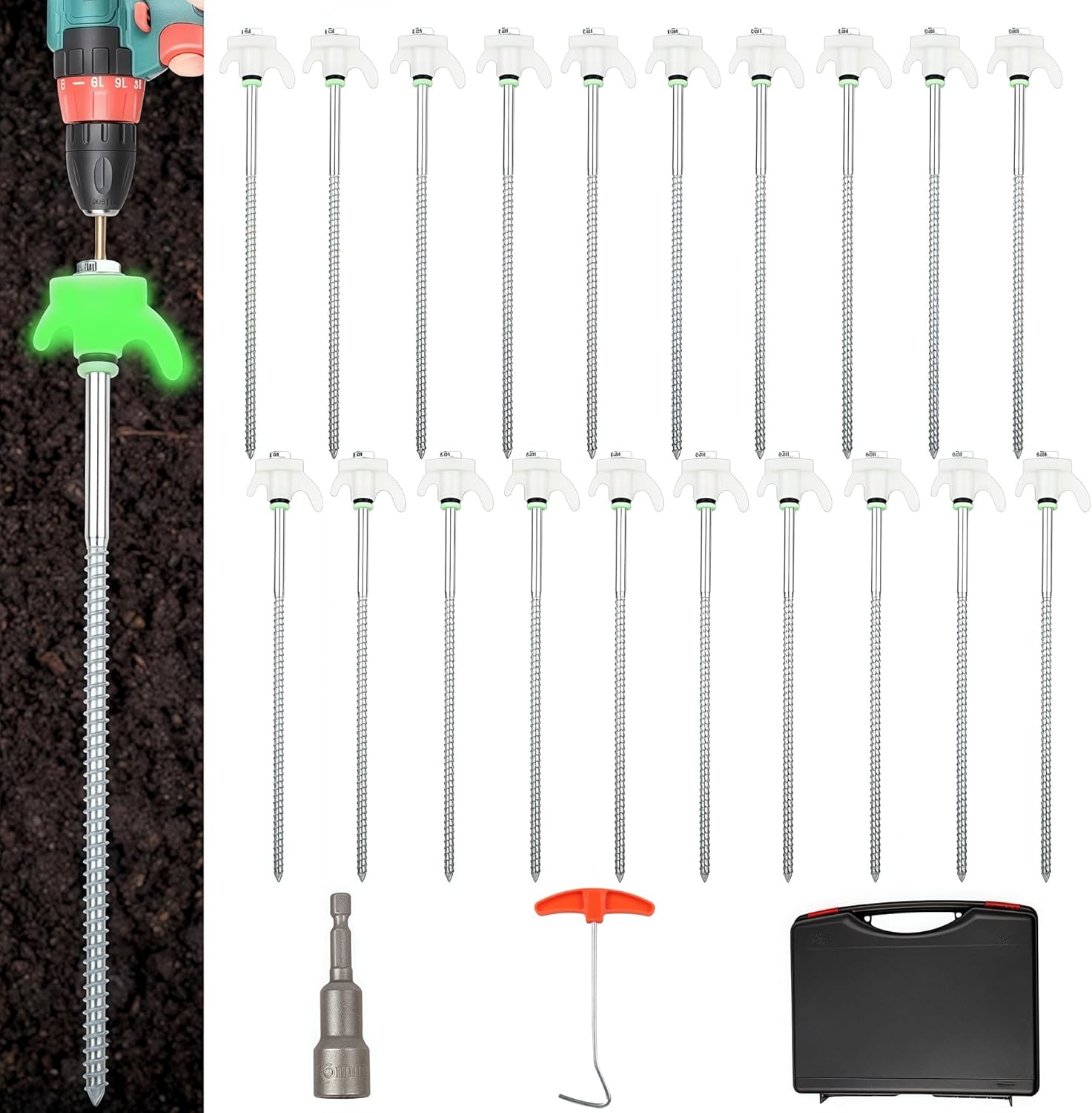 20 Pack Heavy Duty Glow Tent Stakes - Secure Your Shelter with Ease!