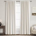 Full Black Out Beige White Window Curtains 84 Inches Long Back Tab Rod