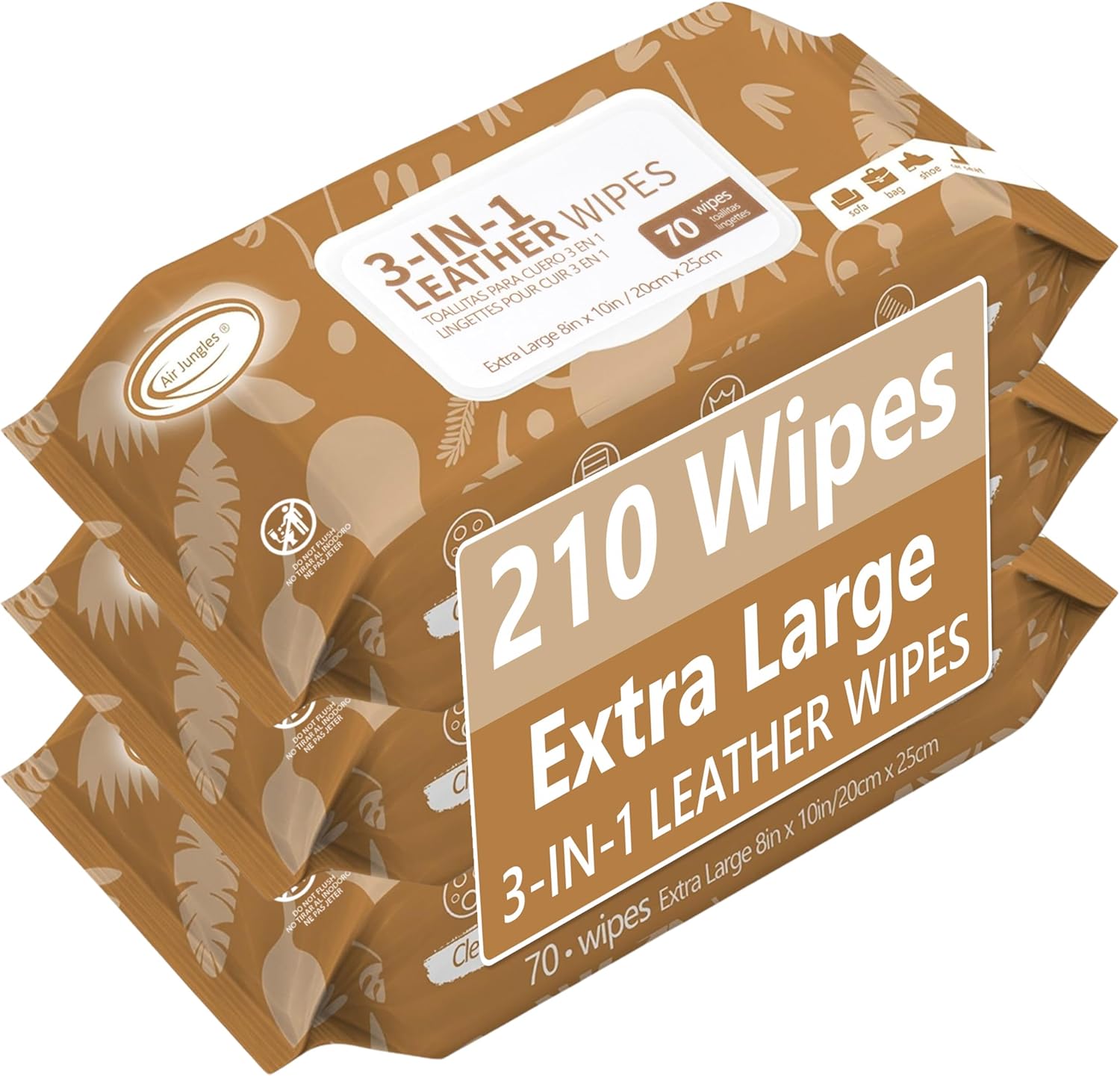 Air Jungles 3in1 Leather Cleaner Wipes for Home and Auto