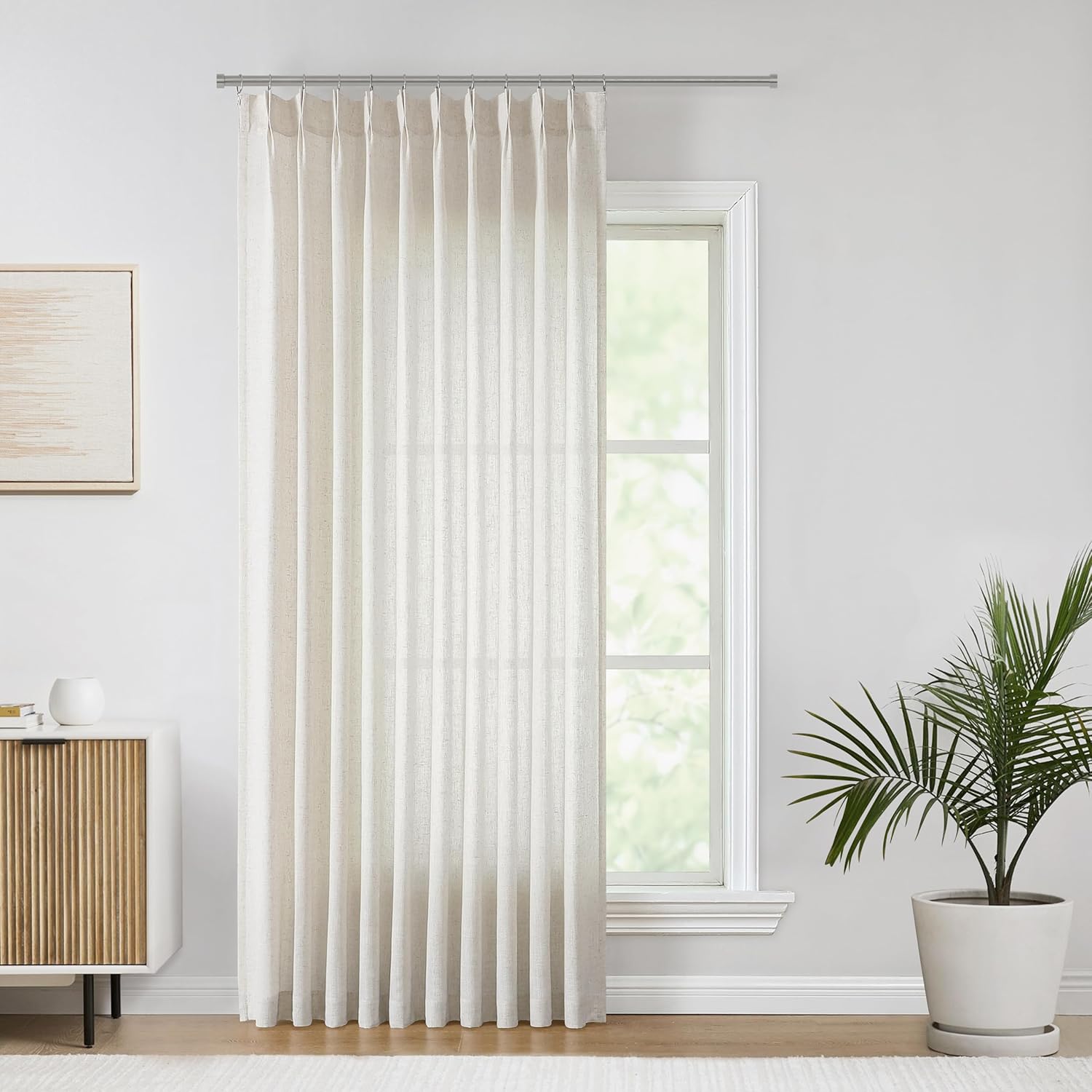 Natural Pinch Pleated Semi Sheer Curtains for Elegant Spaces