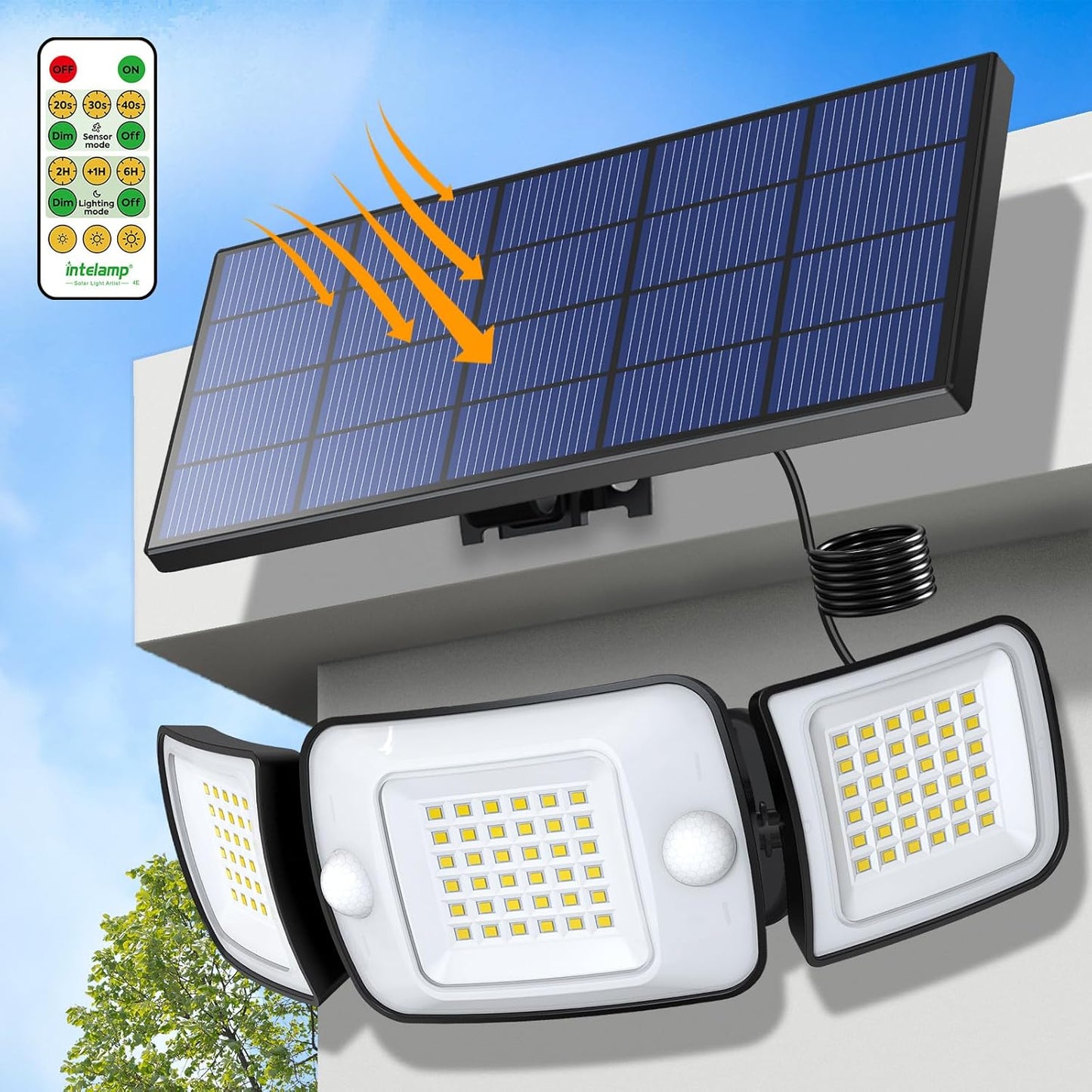 Intelamp Solar Flood Lights Outdoor Waterproof for Security