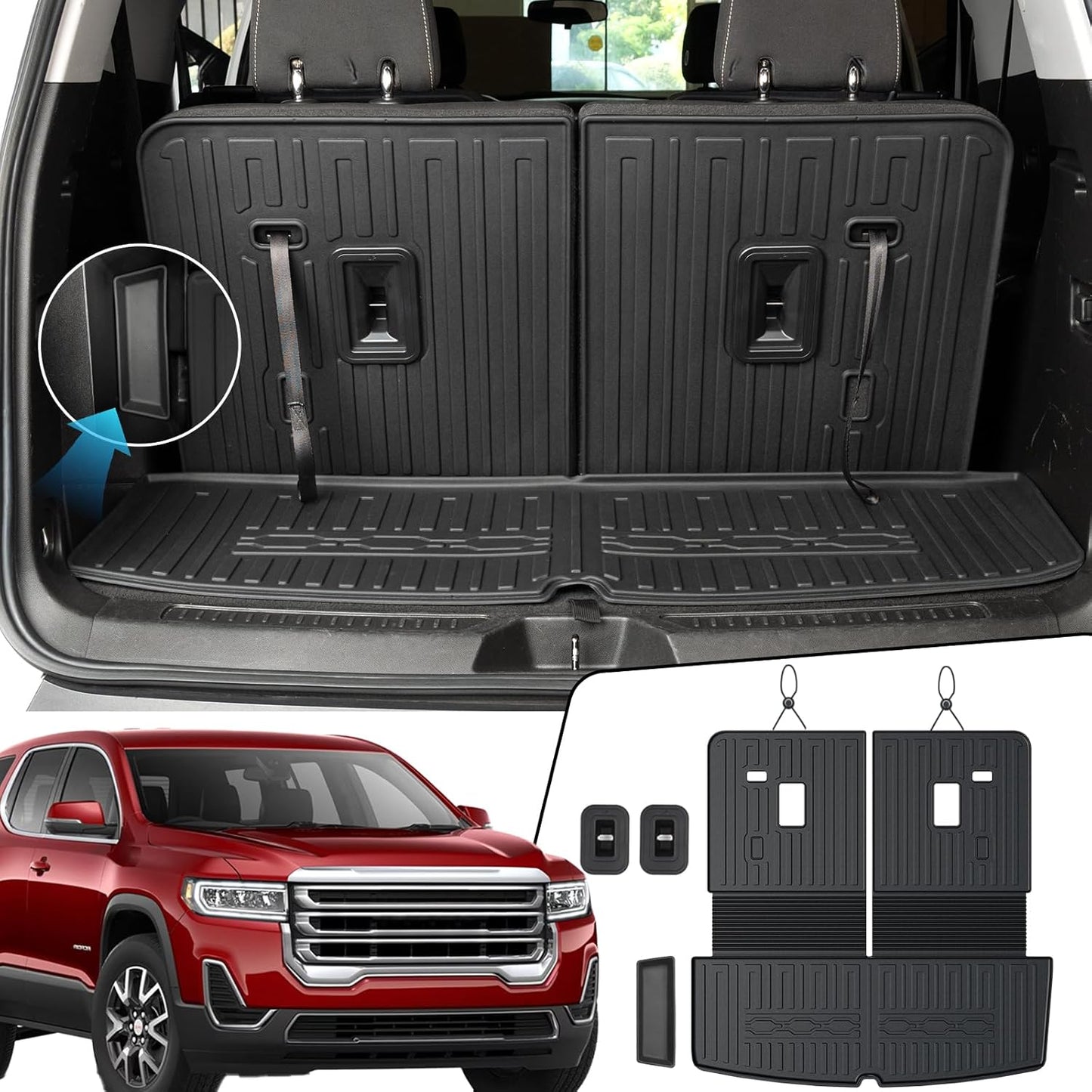 Custom Fit Cargo Mat with Backrest for 2017-2023 GMC Acadia