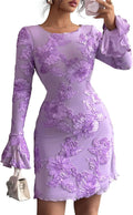 Floral Embroidered Mesh Bodycon Dress - Romantic Fall Mini