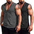 Men's Workout Hooded Tank Tops 2 Pack - Sleeveless Zip-Up Muscle