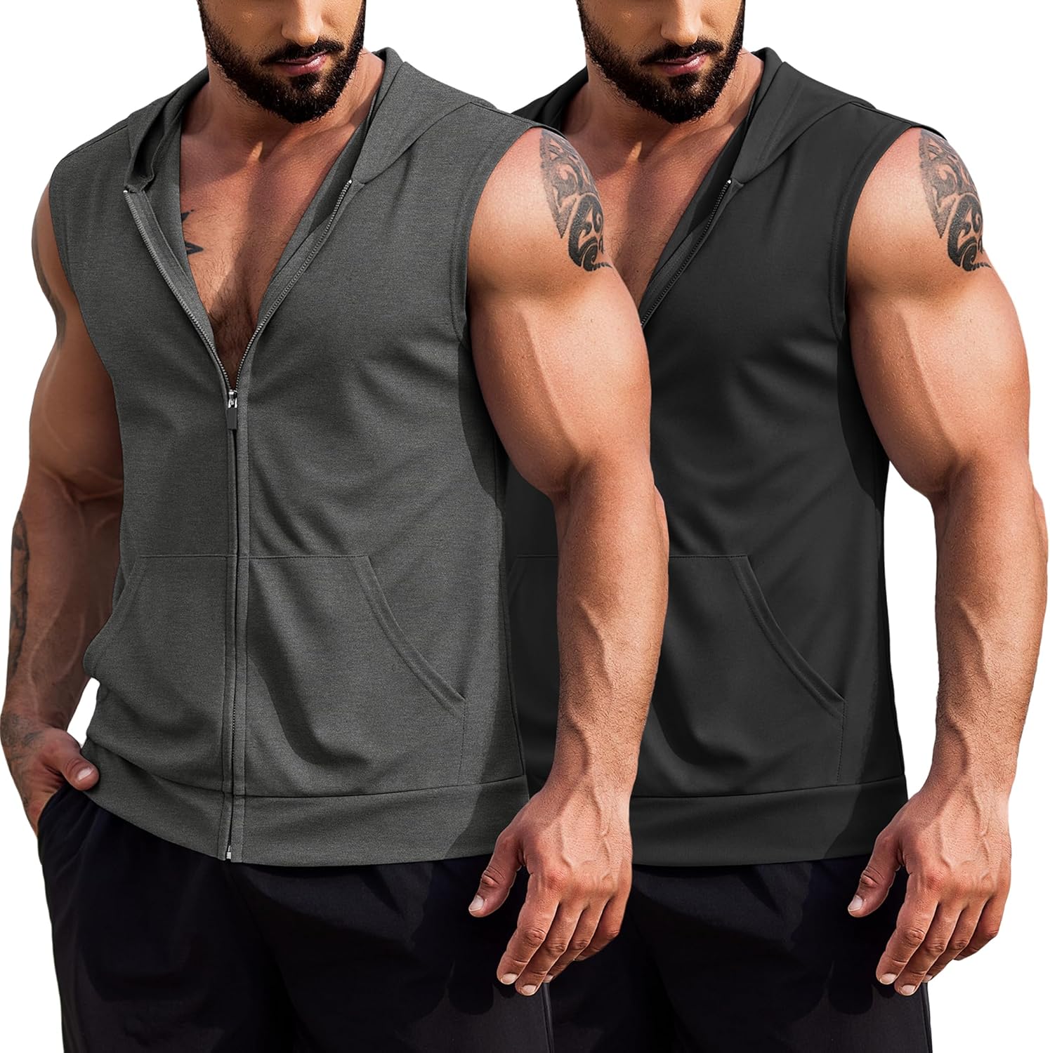 COOFANDY Men's Workout Hooded Tank Tops for Summer Fitness