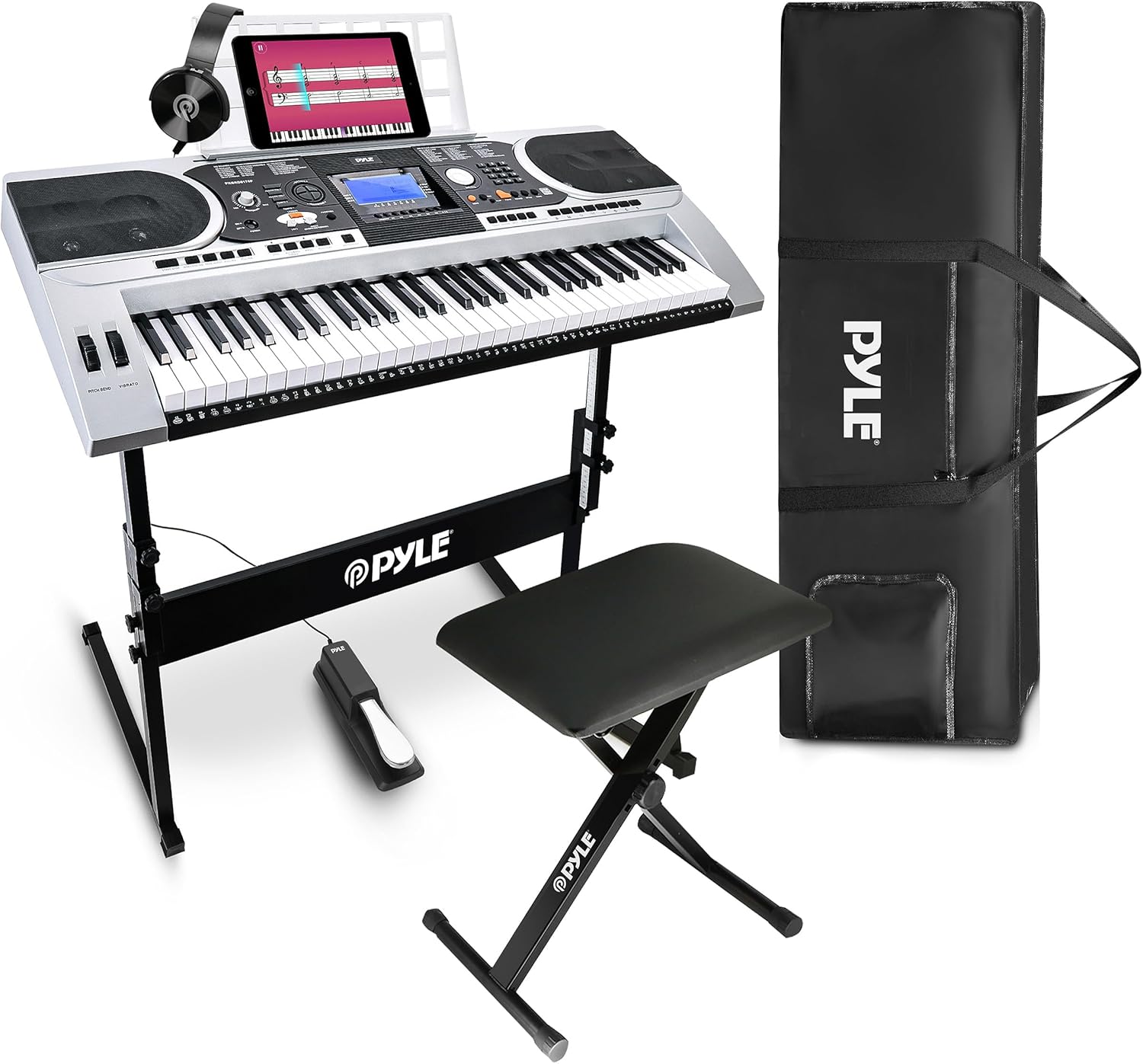 Pyle Digital Musical Karaoke Portable Electronic Piano with Case