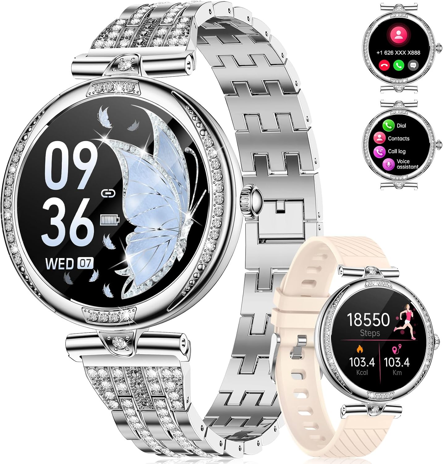 LIGE Smart Watches for Women with Diamonds and Bluetooth Calling