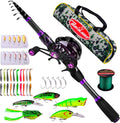 Fishing Rod and Reel Combo - 6.9ft Telescopic Spincast Rod with Left