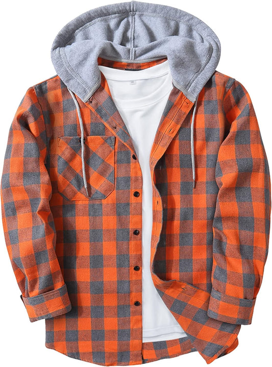 SCODI Mens Flannel Hoodie Shirt for Stylish Casual Wear