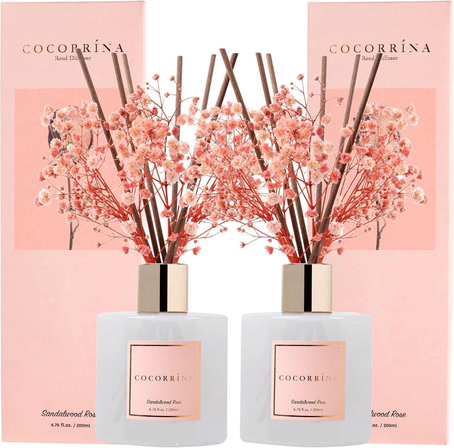 Cocorrina Premium Reed Diffuser Set with Sandalwood Rose Aroma
