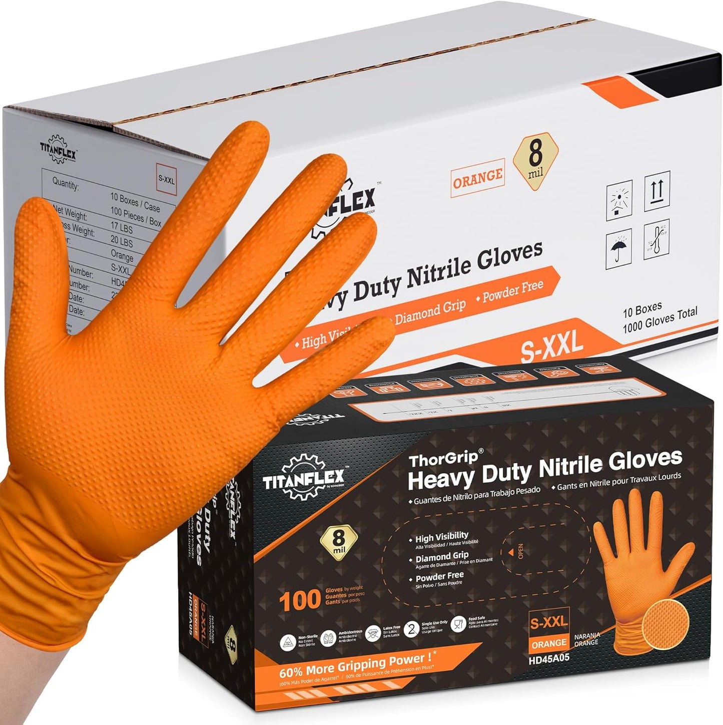 TitanFlex Thor Grip Heavy Duty Nitrile Gloves for Safety Tasks