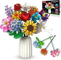 INVITOP Flower Bouquet Building Sets - 12 Floral Types, 1009PCS